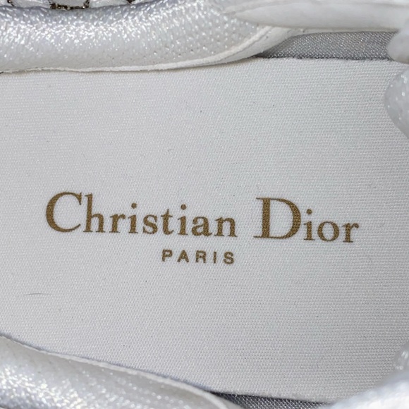 NIB Women’s Authentic Dior Vibe White & Metallic Gold Mesh and Leather Sneakers - Picture 9 of 15